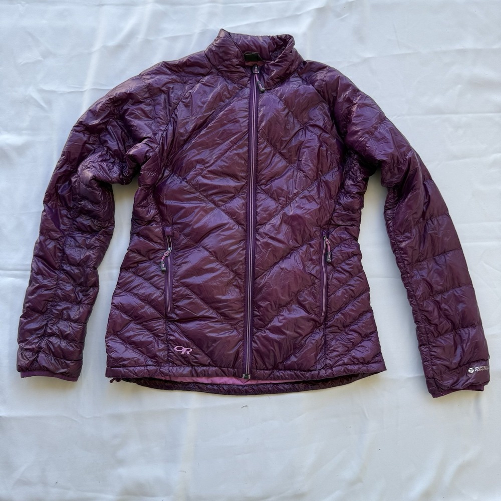 Outdoor Research Women's Size Large Purple Ultralight Goose Down Puffer Jacket